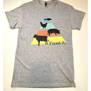 Carnivore Food Pyramid Graphic Heather Gray Tee Shirt Size‎ Men's Small